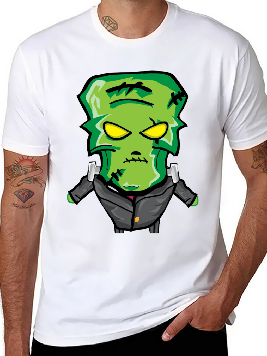 Frankenstein Cartoon Graphic Tee - Black