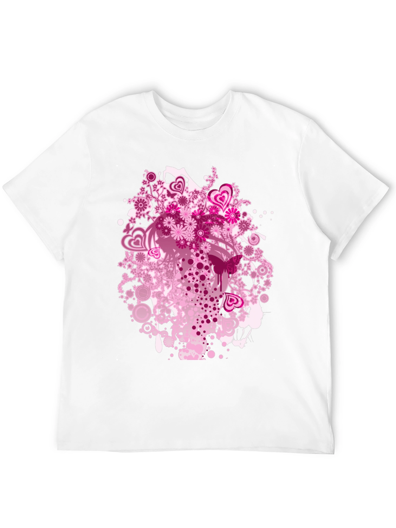 Floral Hearts Graphic Black T-Shirt
