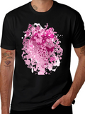 Floral Hearts Graphic Black T-Shirt