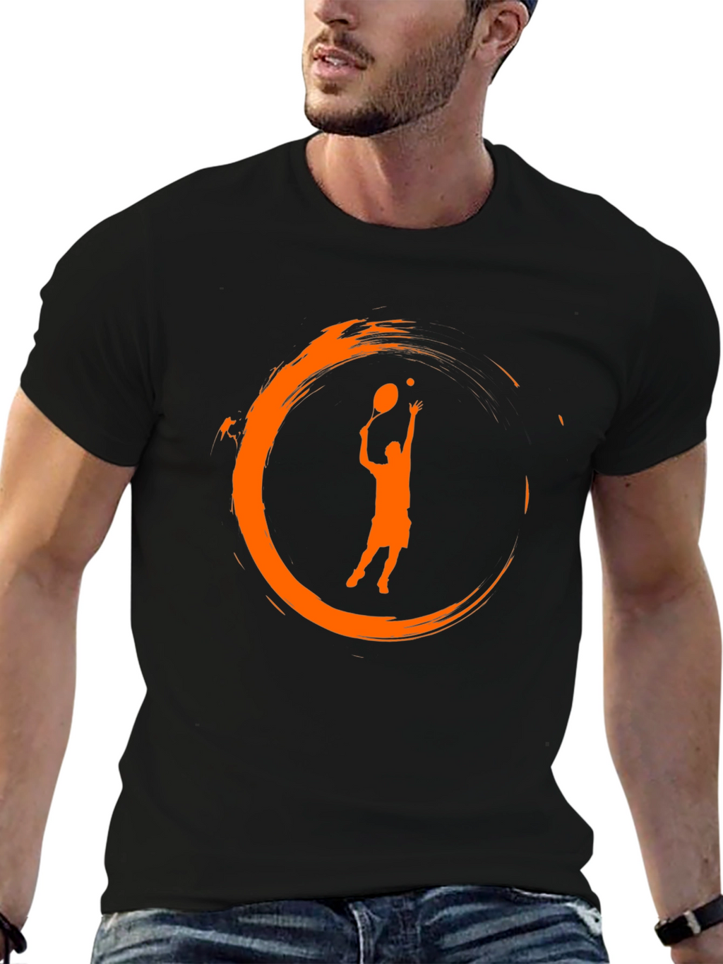 Tennis Serve Graphic Black T-Shirt