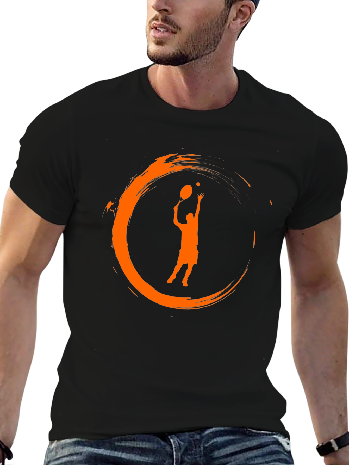 Tennis Serve Graphic Black T-Shirt