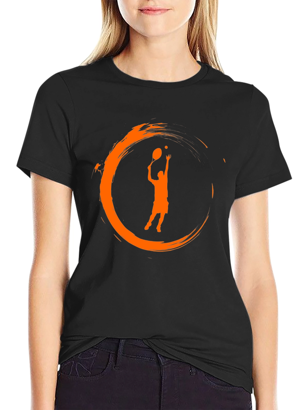 Tennis Serve Graphic Black T-Shirt