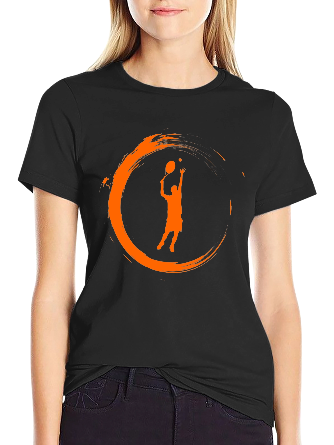 Tennis Serve Graphic Black T-Shirt