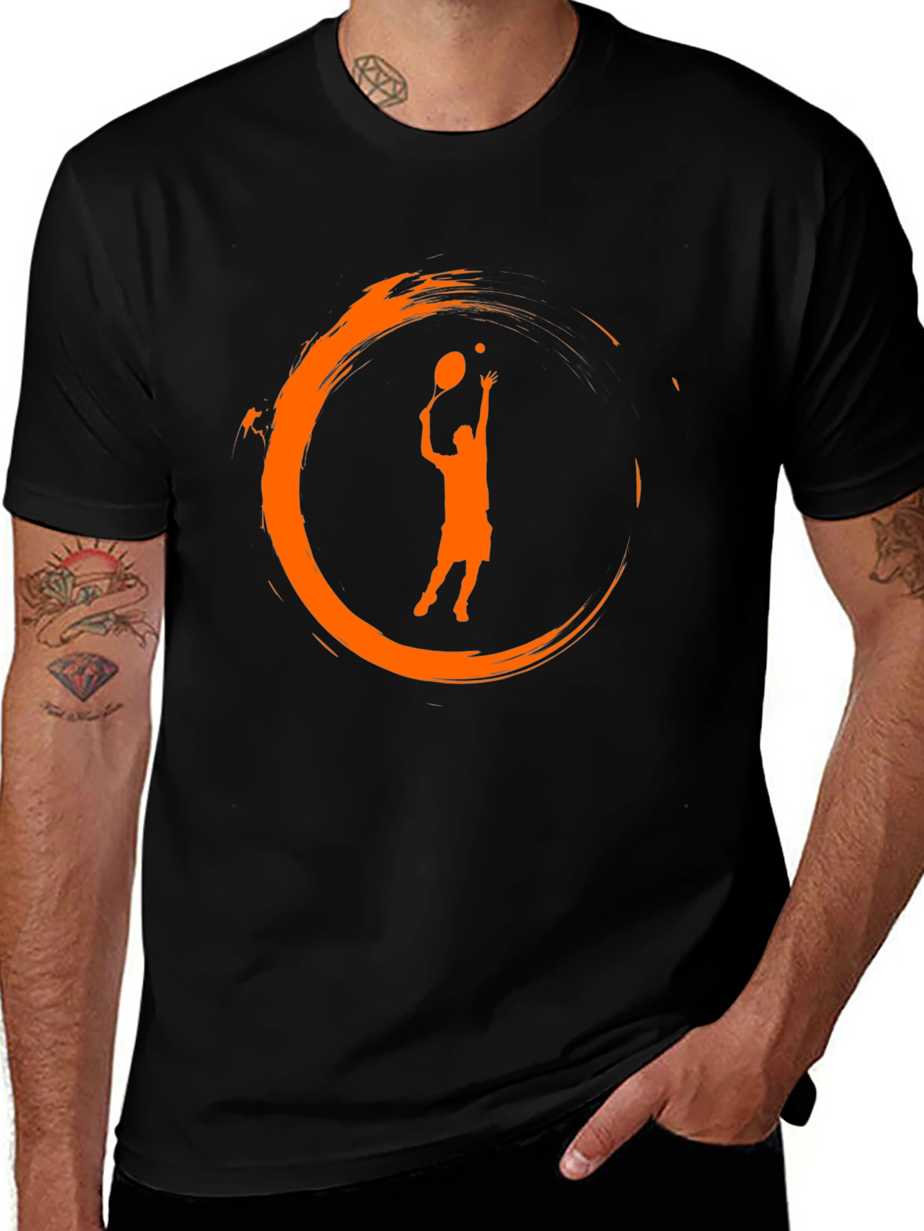 Tennis Serve Graphic Black T-Shirt
