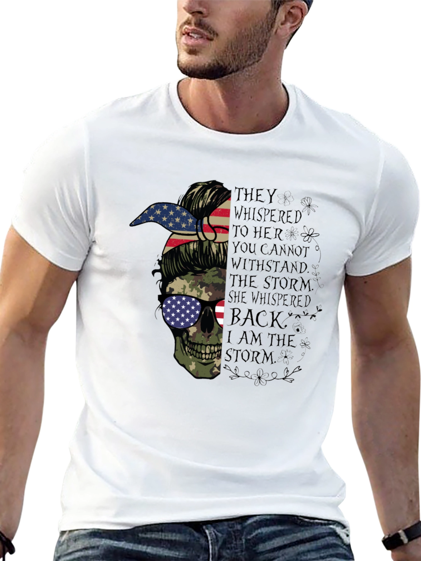 Skull Camo Flag Graphic T-Shirt