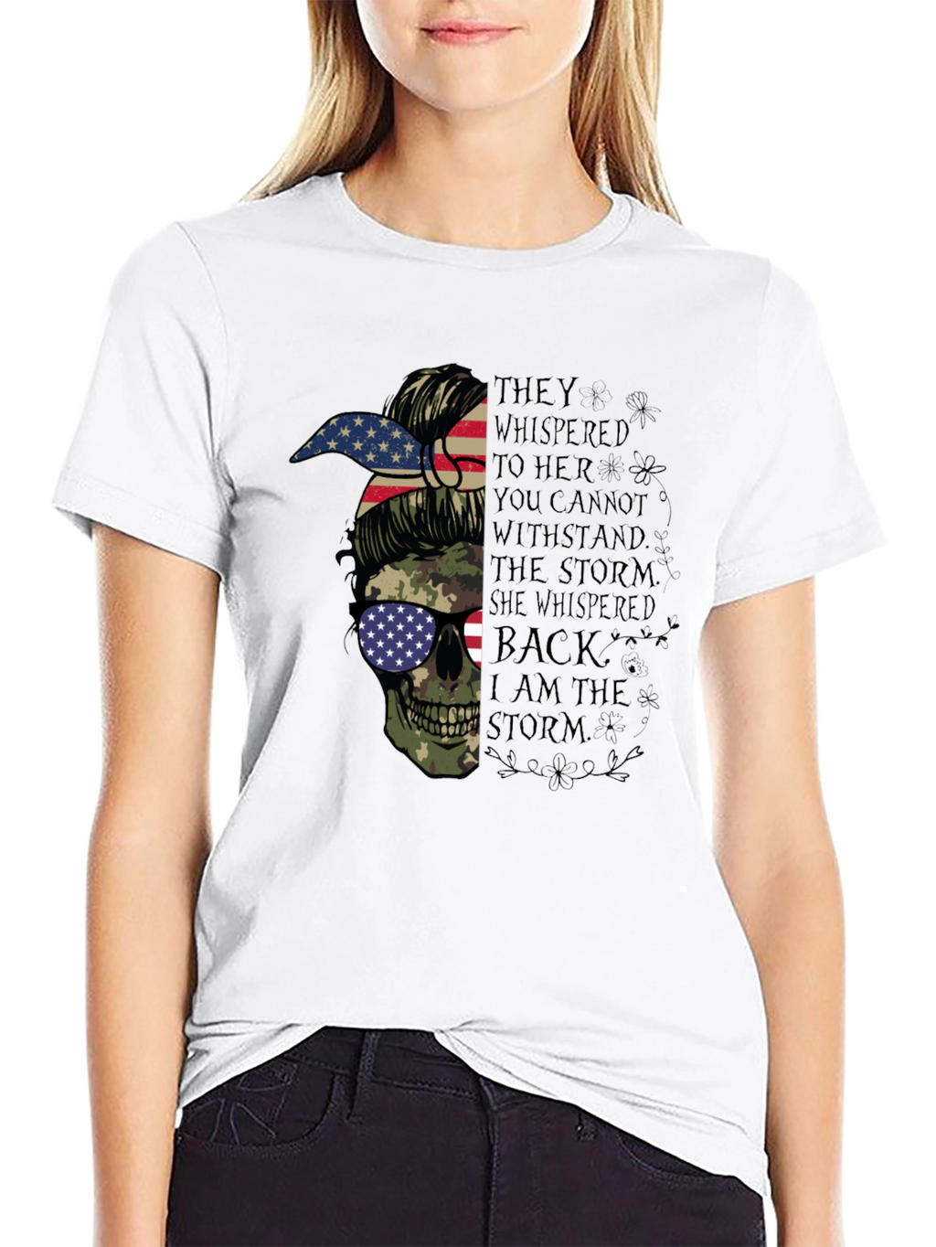 Skull Camo Flag Graphic T-Shirt