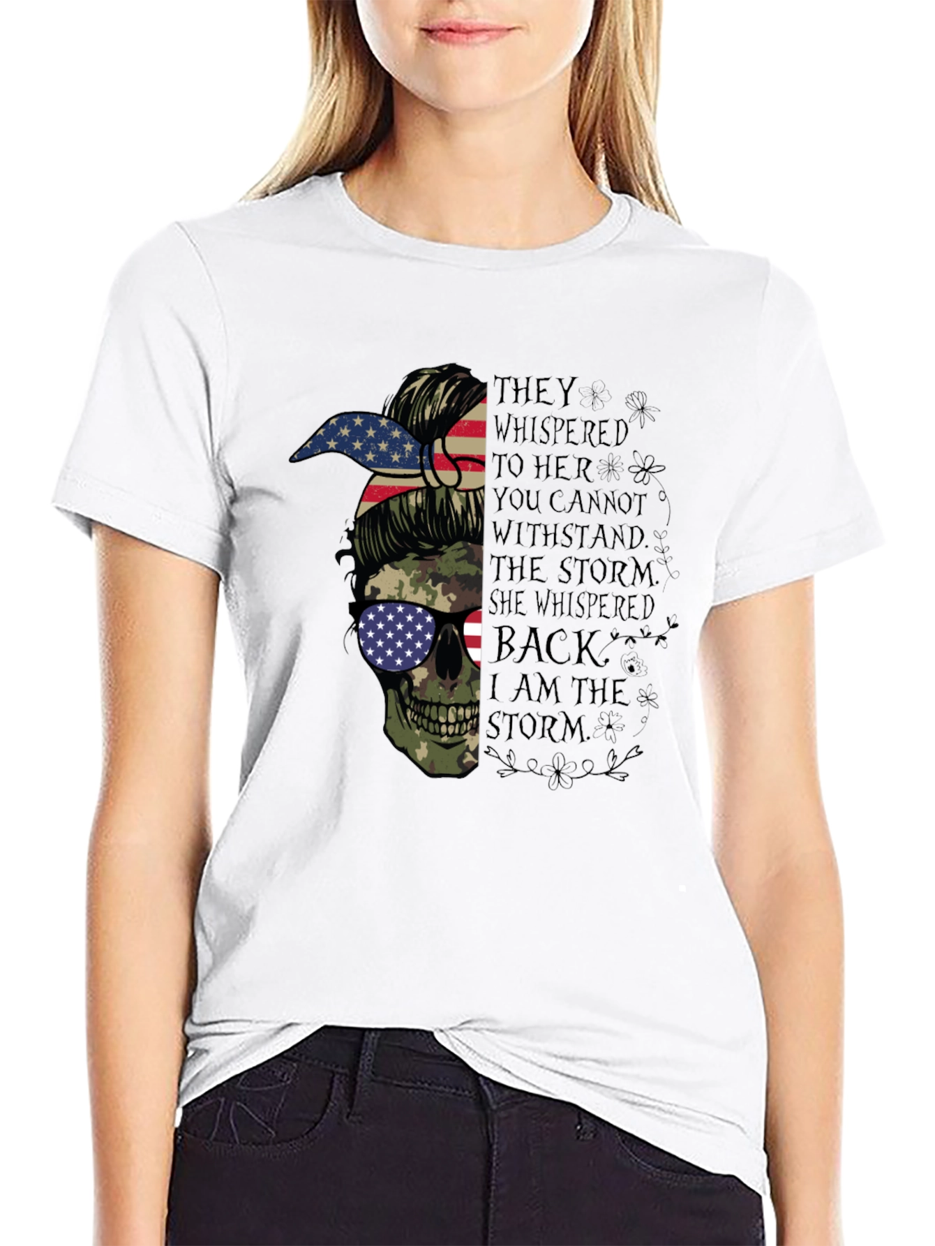 Skull Camo Flag Graphic T-Shirt
