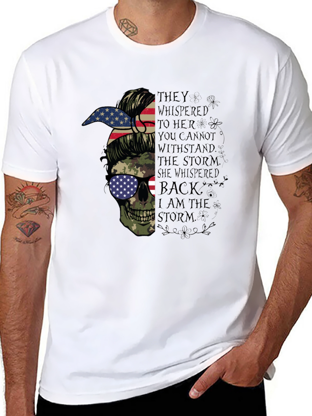 Skull Camo Flag Graphic T-Shirt