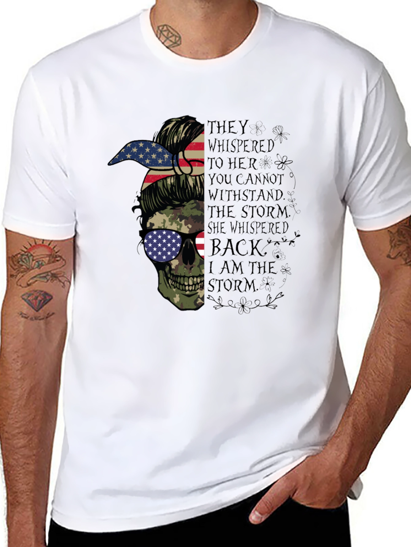 Skull Camo Flag Graphic T-Shirt