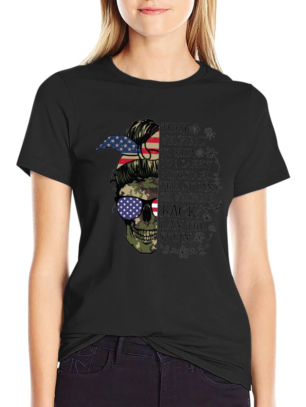 Skull Camo Flag Graphic T-Shirt