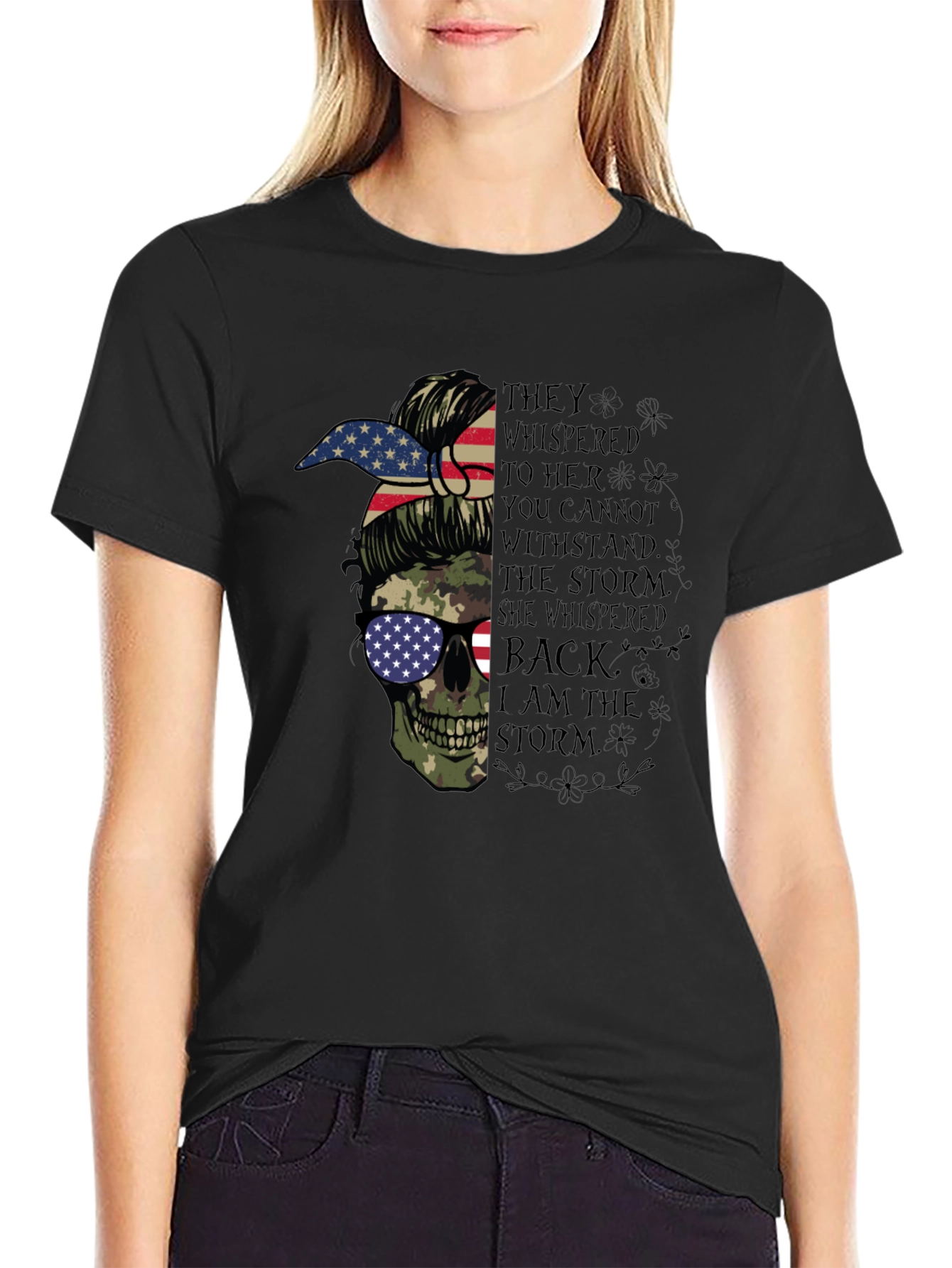 Skull Camo Flag Graphic T-Shirt