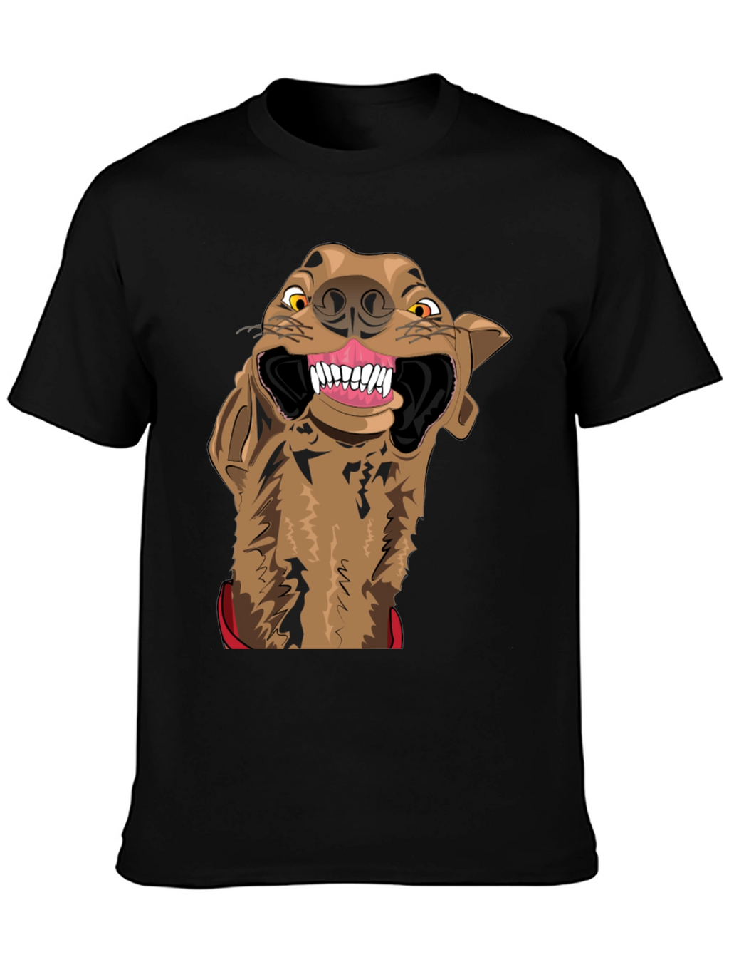Cartoon Hyena Graphic Print Black T-Shirt