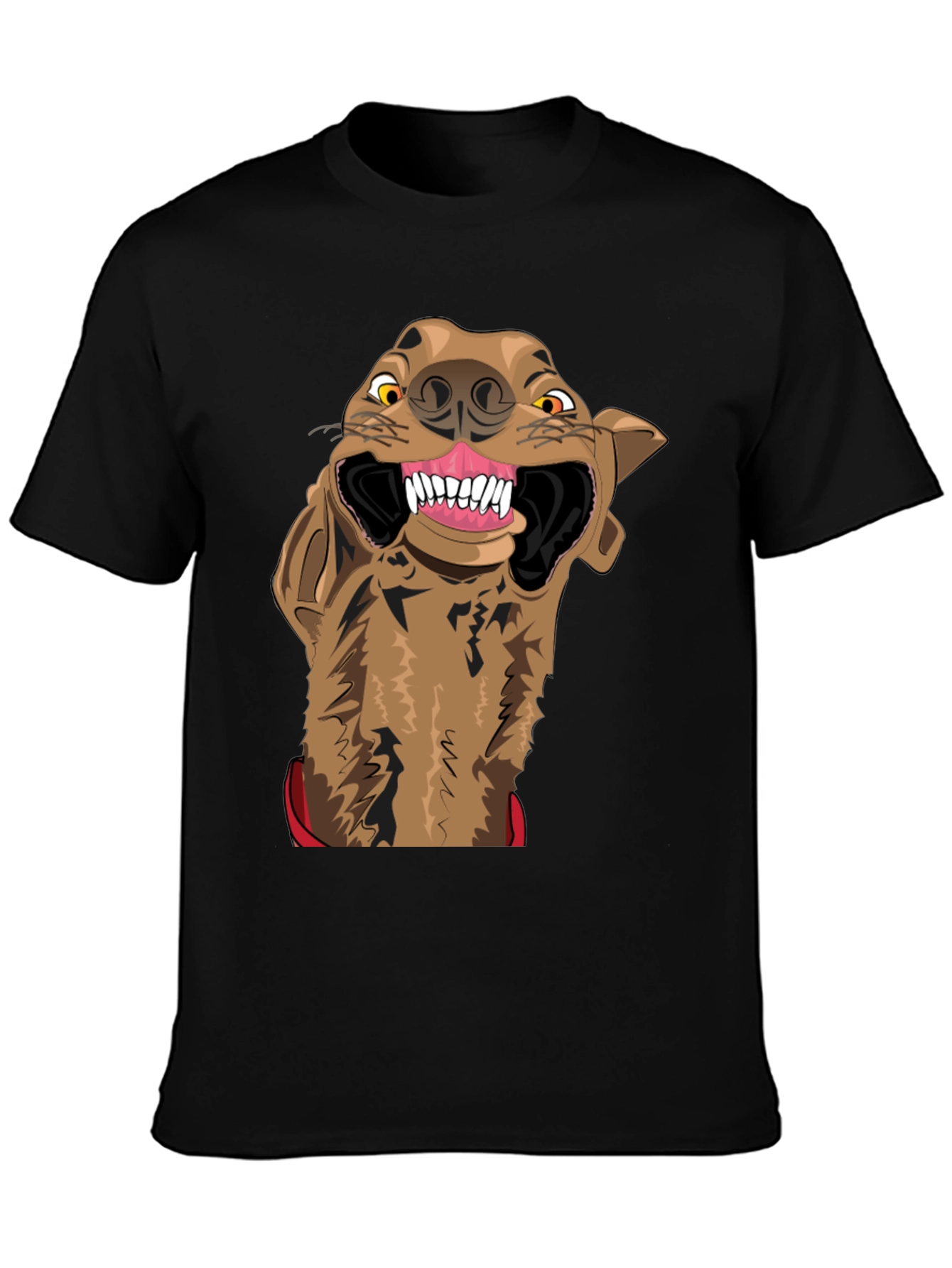 Cartoon Hyena Graphic Print Black T-Shirt
