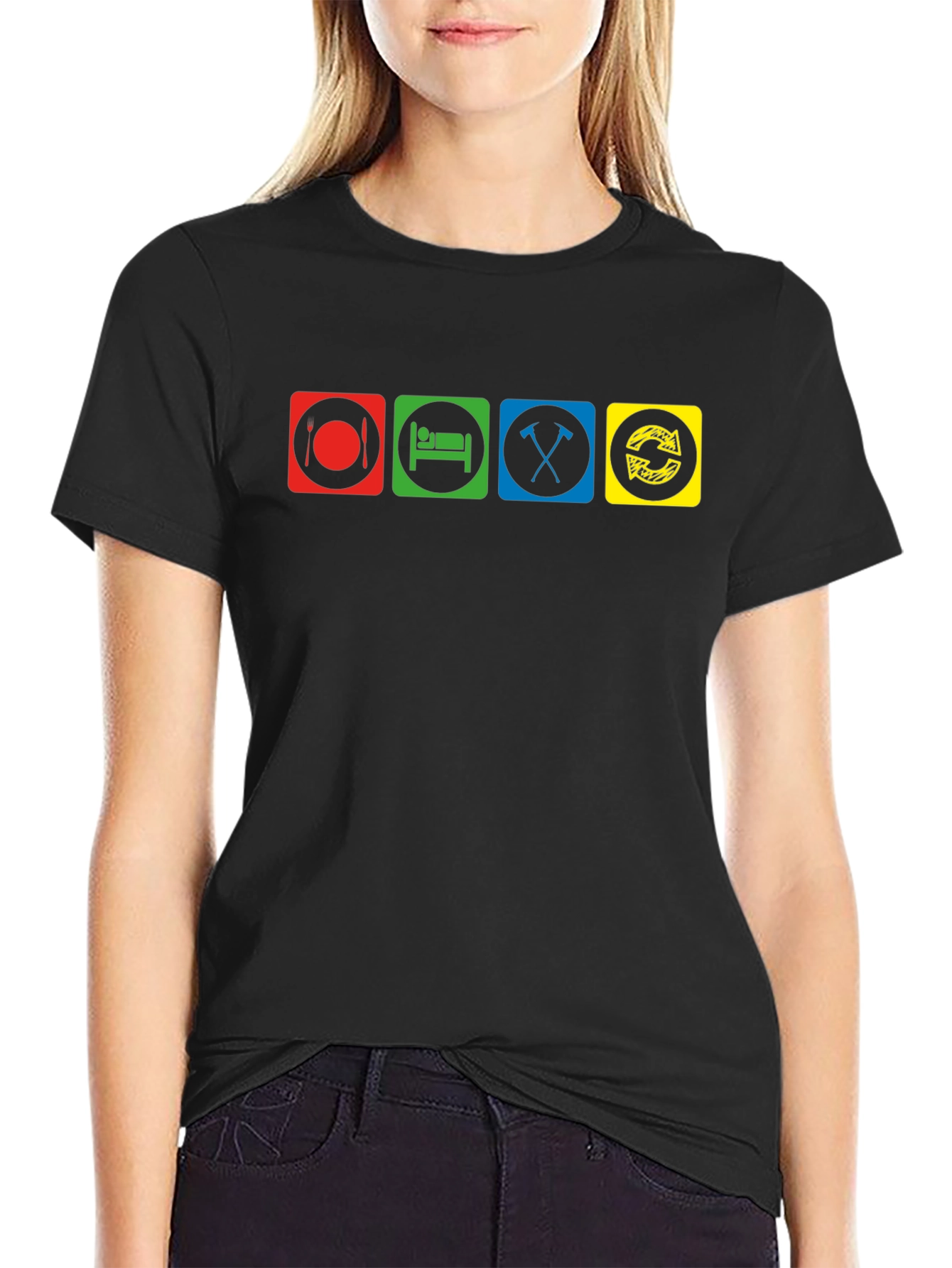 Eat Sleep Mine Repeat T-Shirt Funny Video Gamer Tee