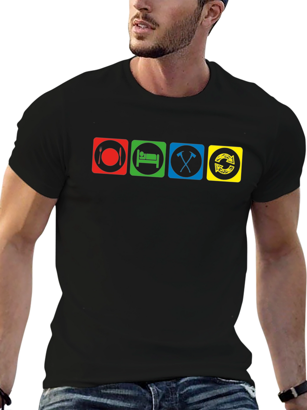 Eat Sleep Mine Repeat T-Shirt Funny Video Gamer Tee