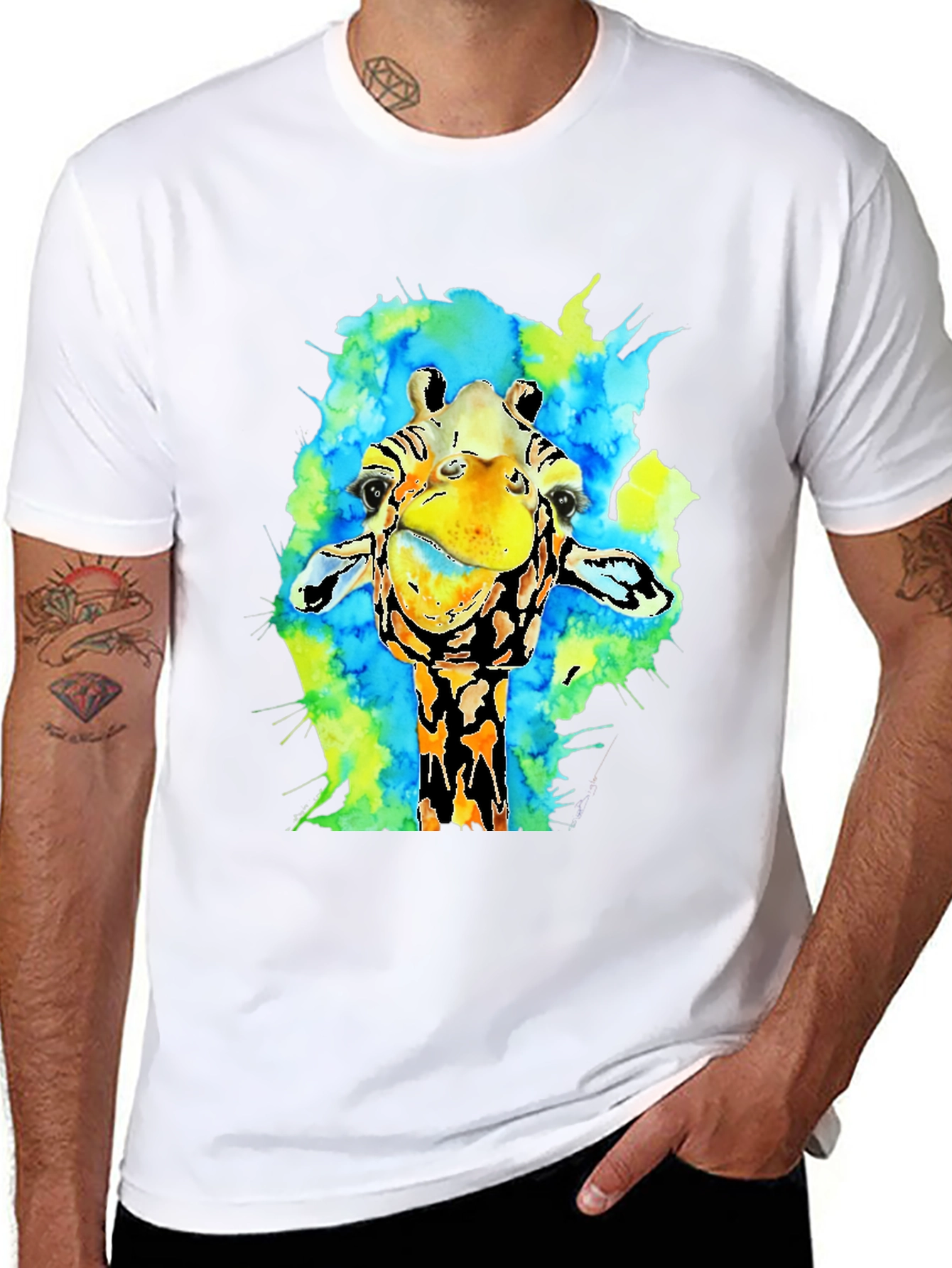 Watercolor Giraffe Graphic T-Shirt