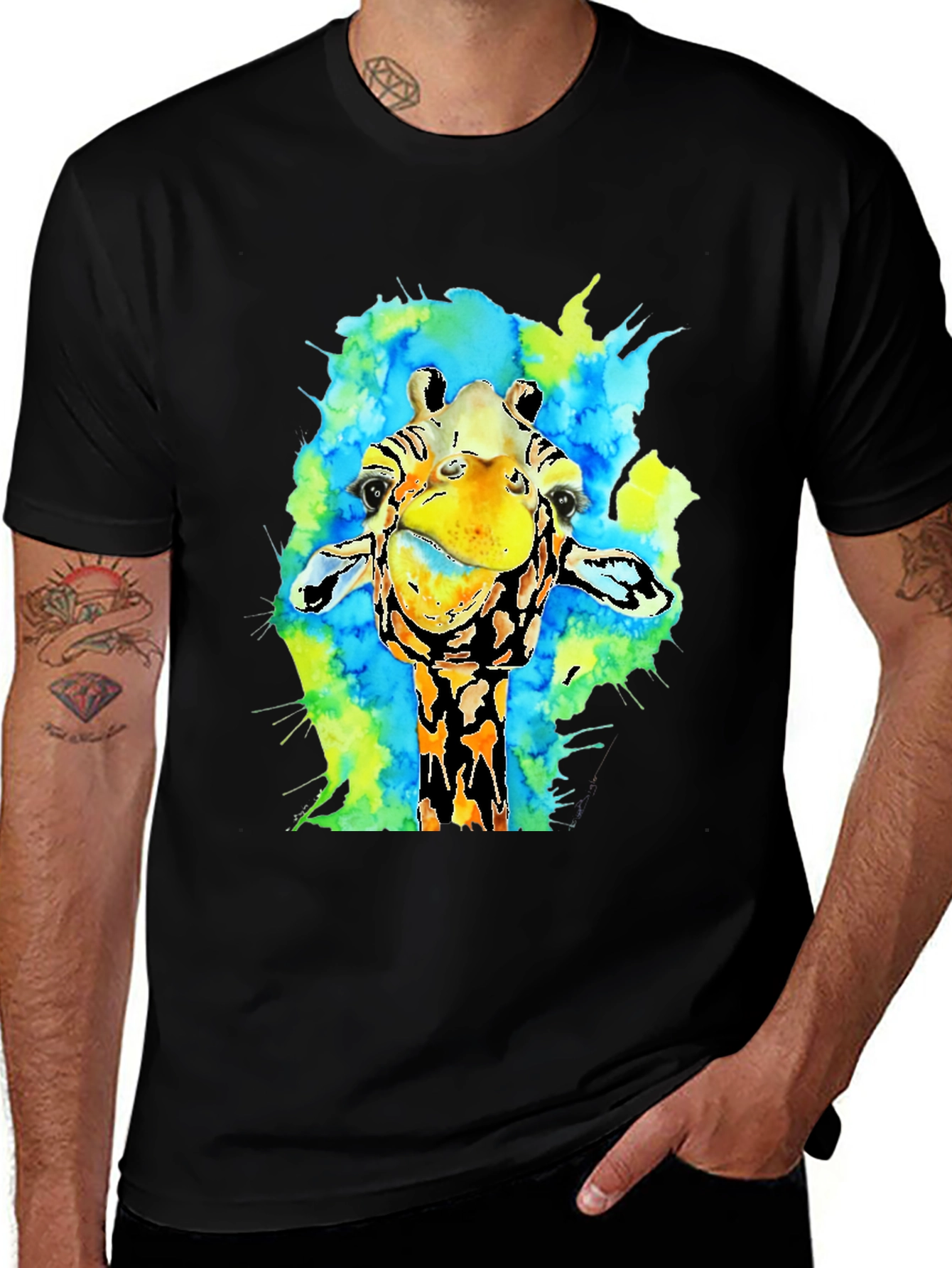 Watercolor Giraffe Graphic T-Shirt