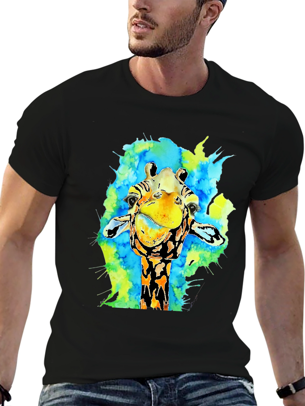Watercolor Giraffe Graphic T-Shirt