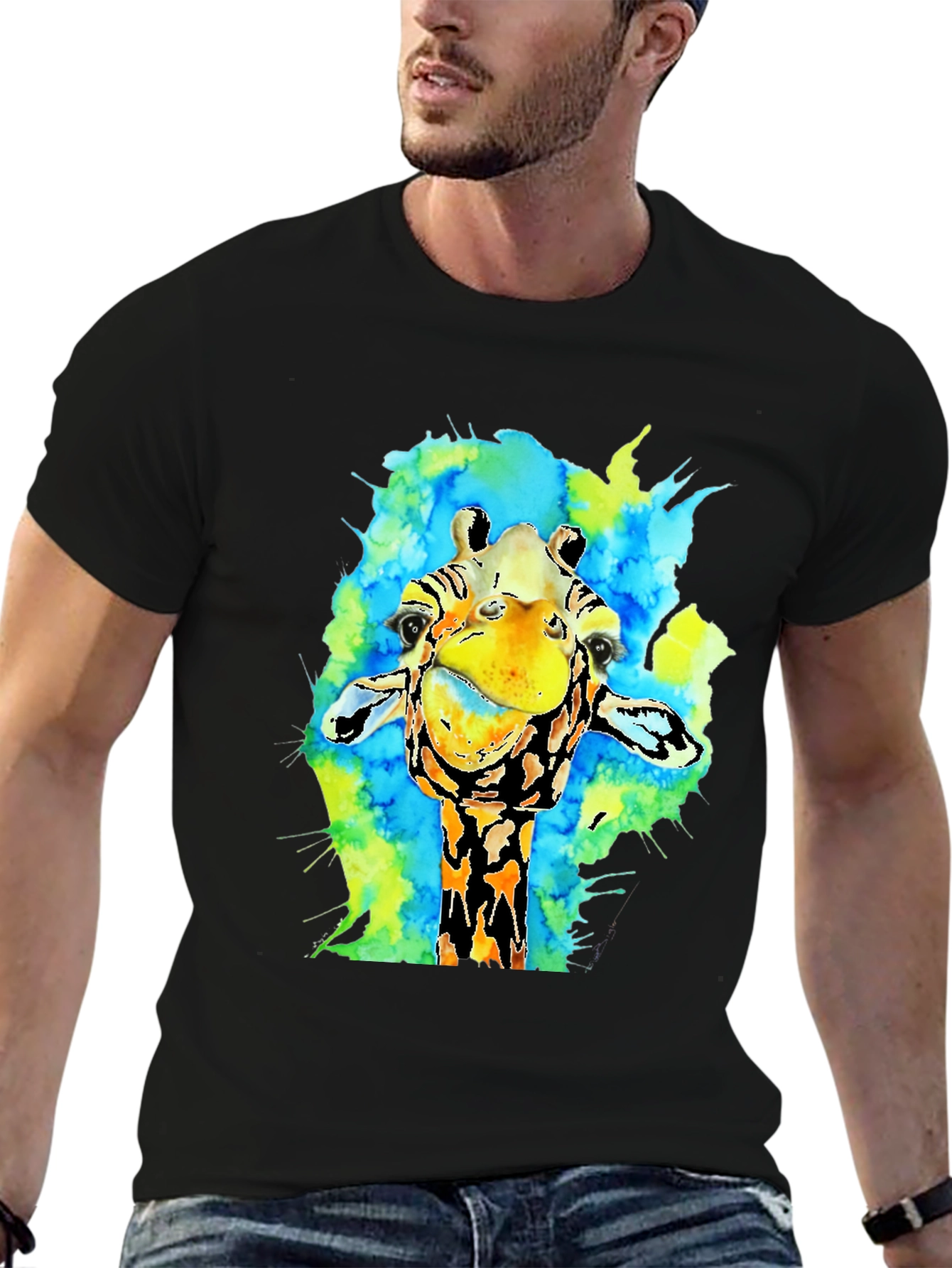 Watercolor Giraffe Graphic T-Shirt