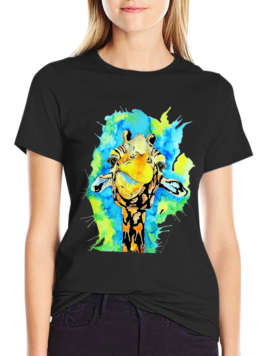 Watercolor Giraffe Graphic T-Shirt