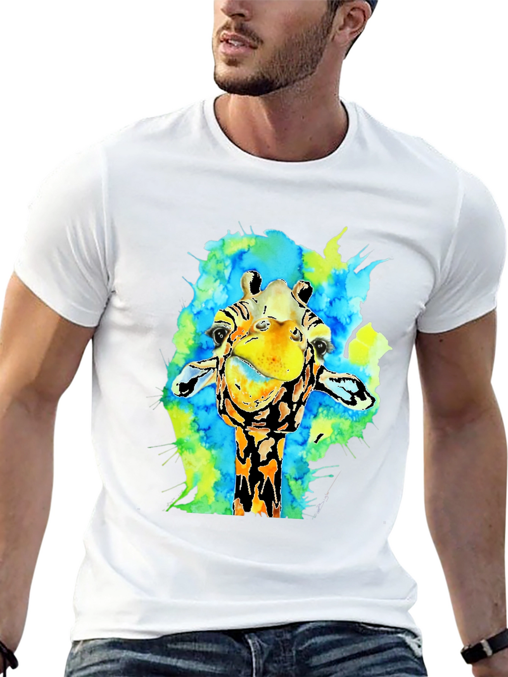 Watercolor Giraffe Graphic T-Shirt