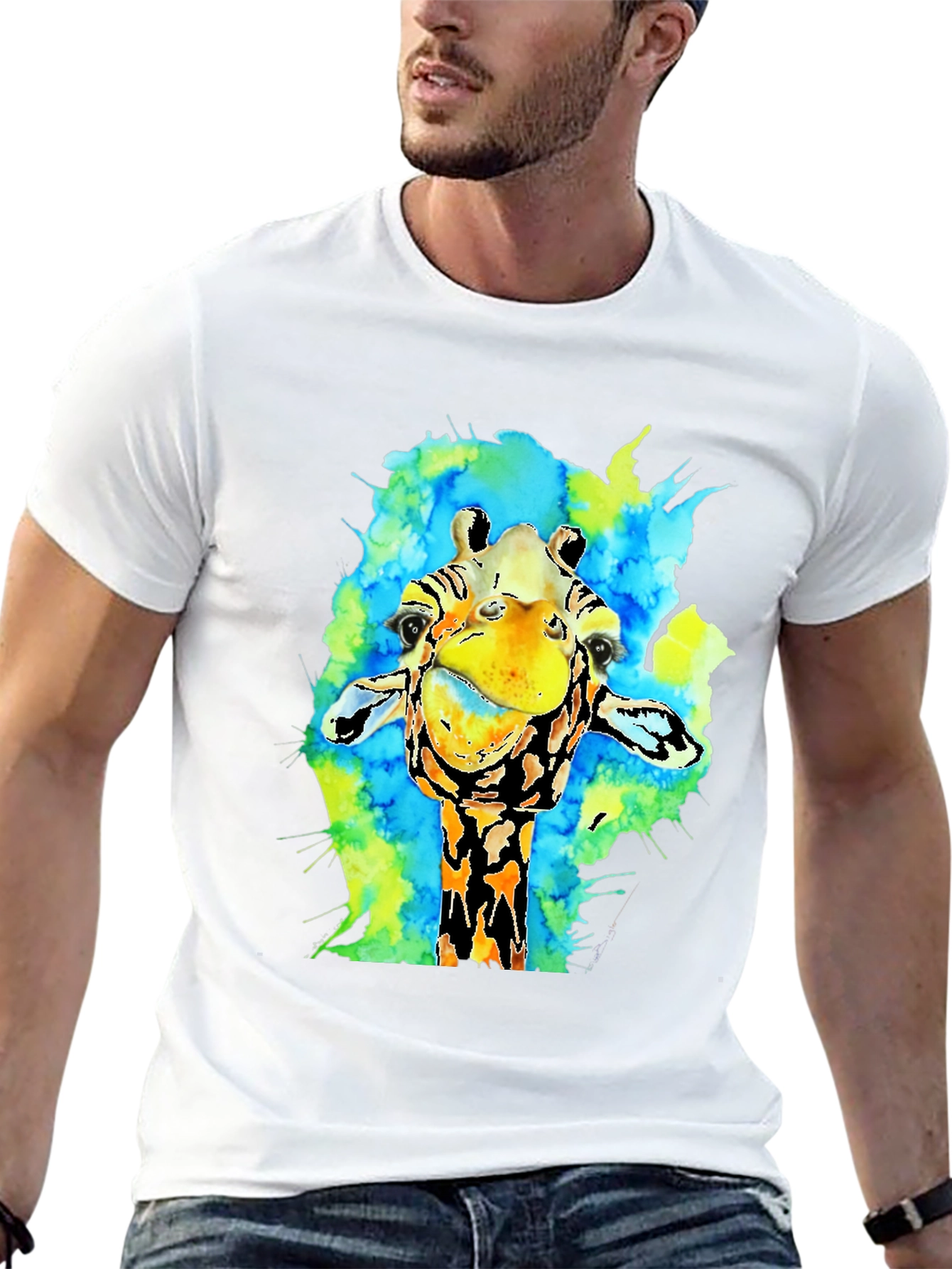 Watercolor Giraffe Graphic T-Shirt