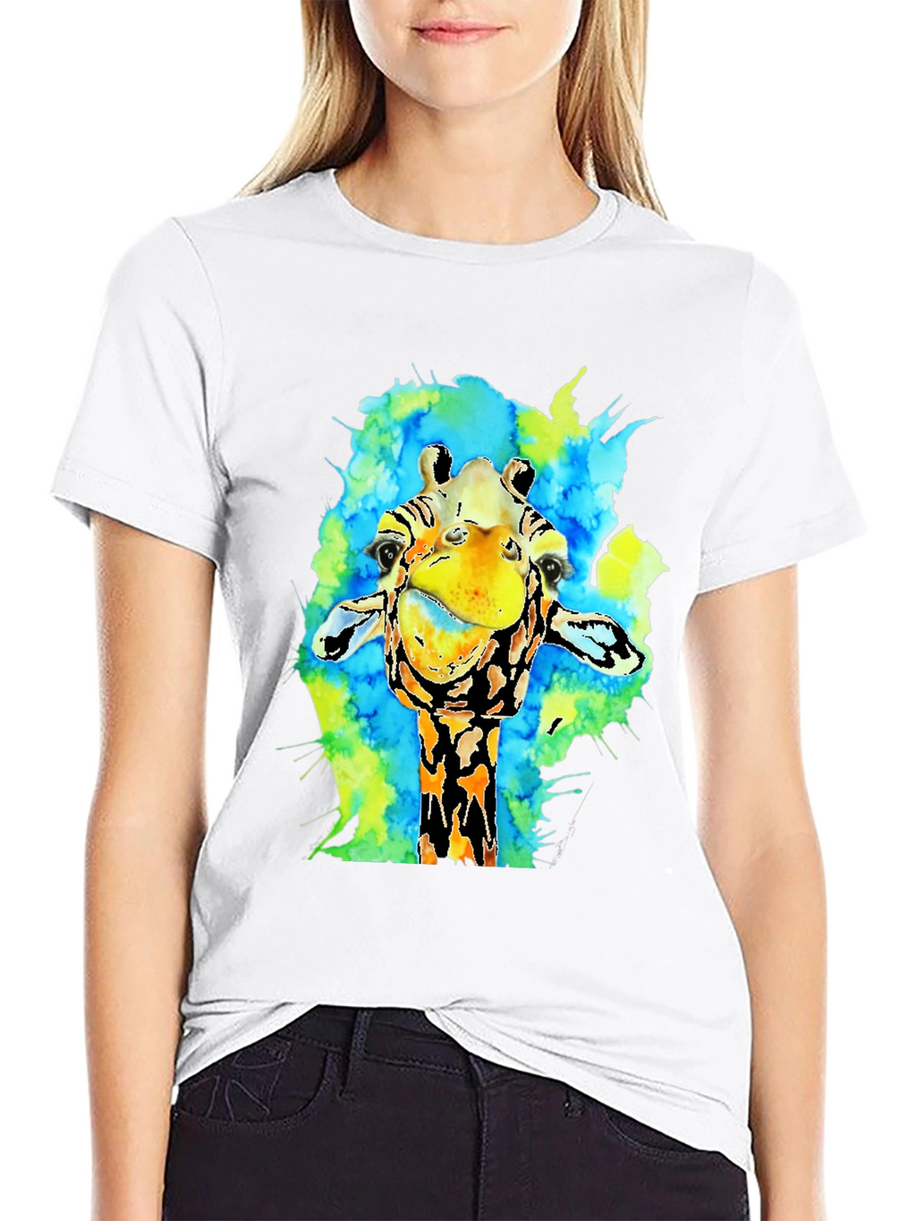 Watercolor Giraffe Graphic T-Shirt