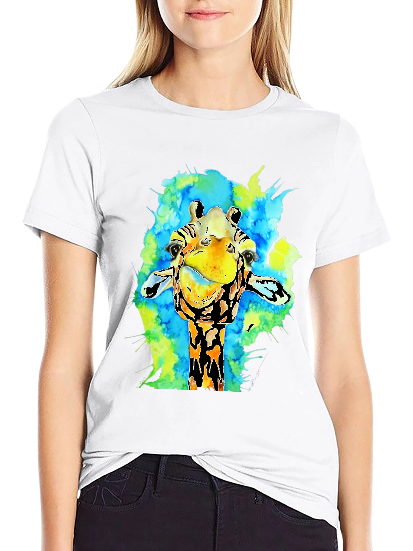 Watercolor Giraffe Graphic T-Shirt