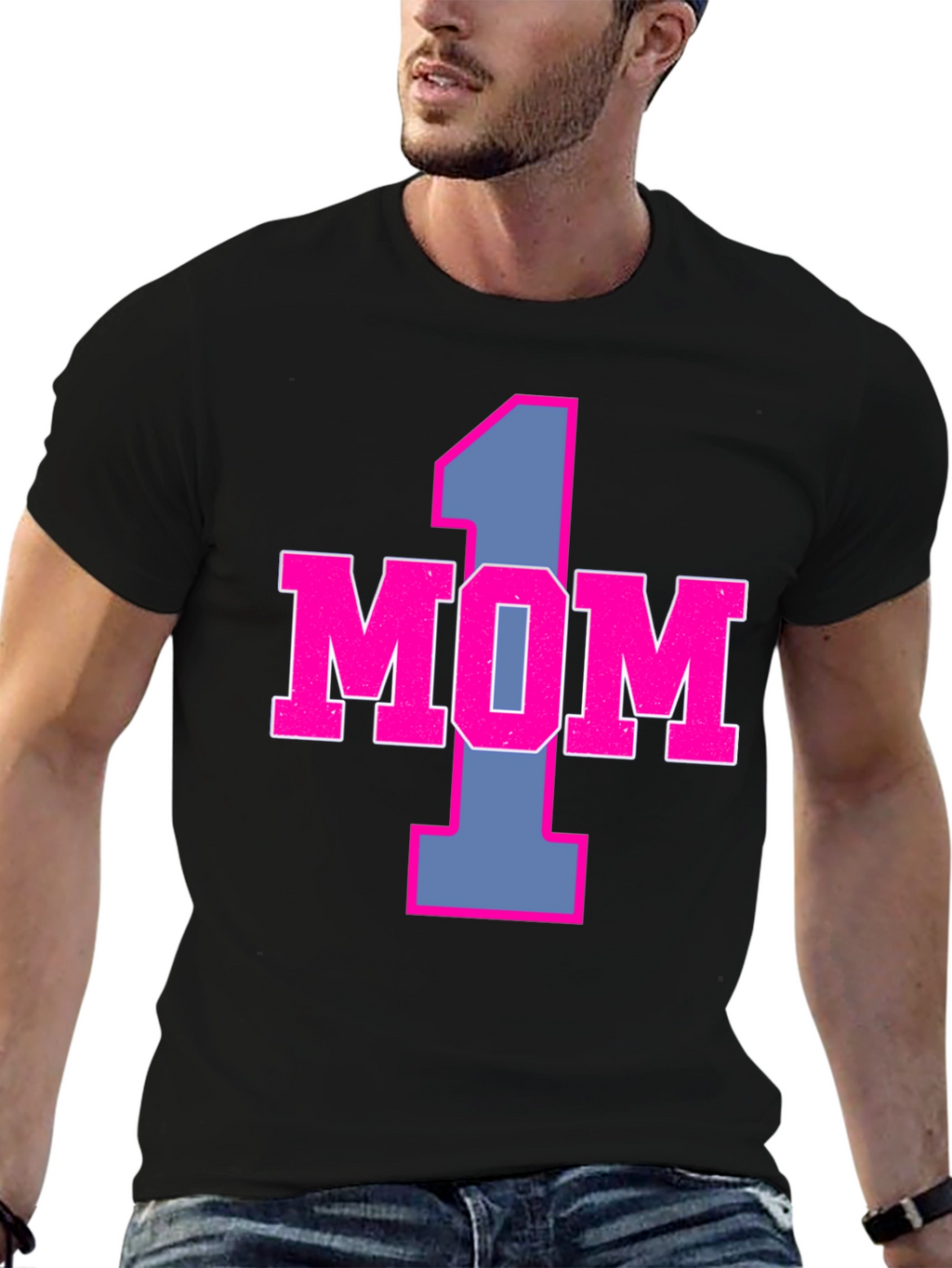 Number One Mom Graphic Tee - Black