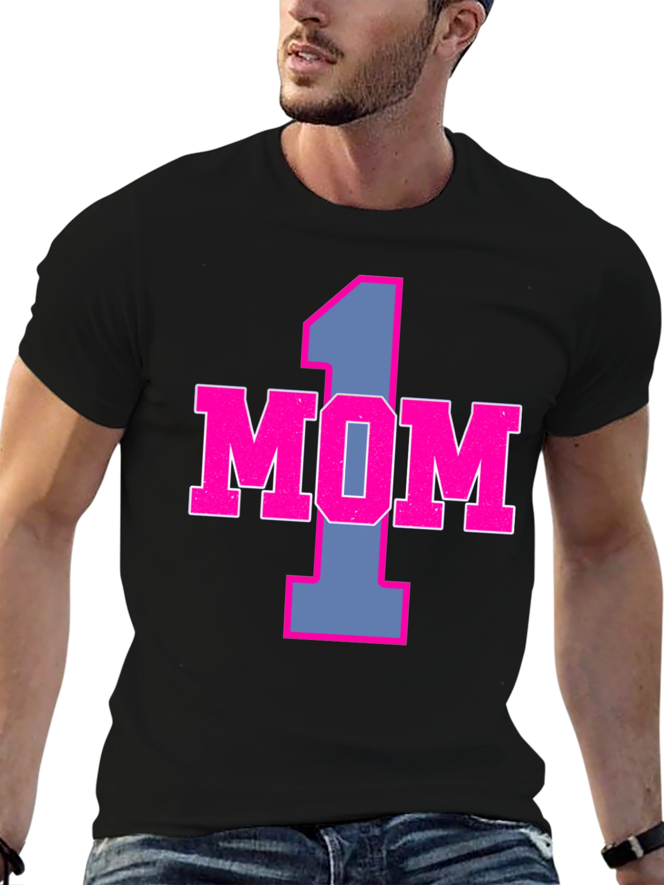 Number One Mom Graphic Tee - Black