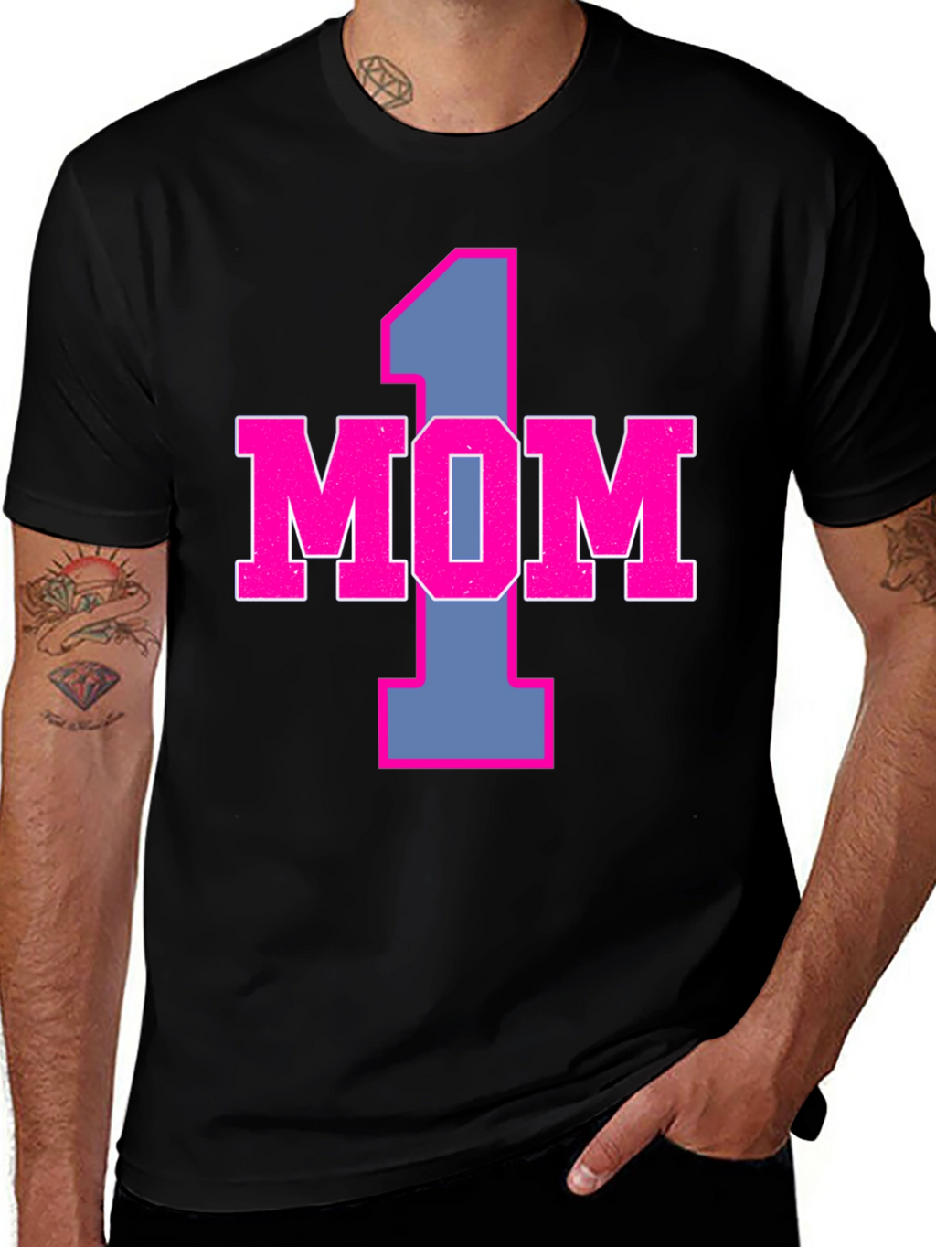 Number One Mom Graphic Tee - Black