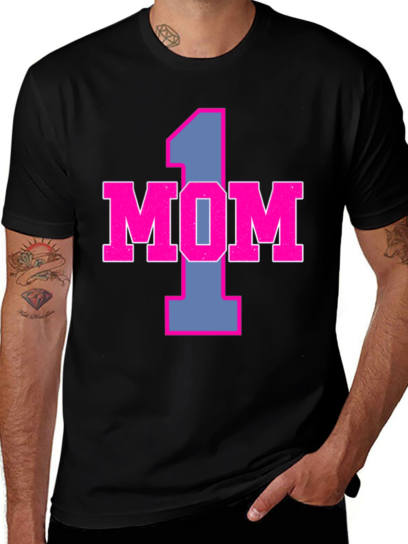 Number One Mom Graphic Tee - Black