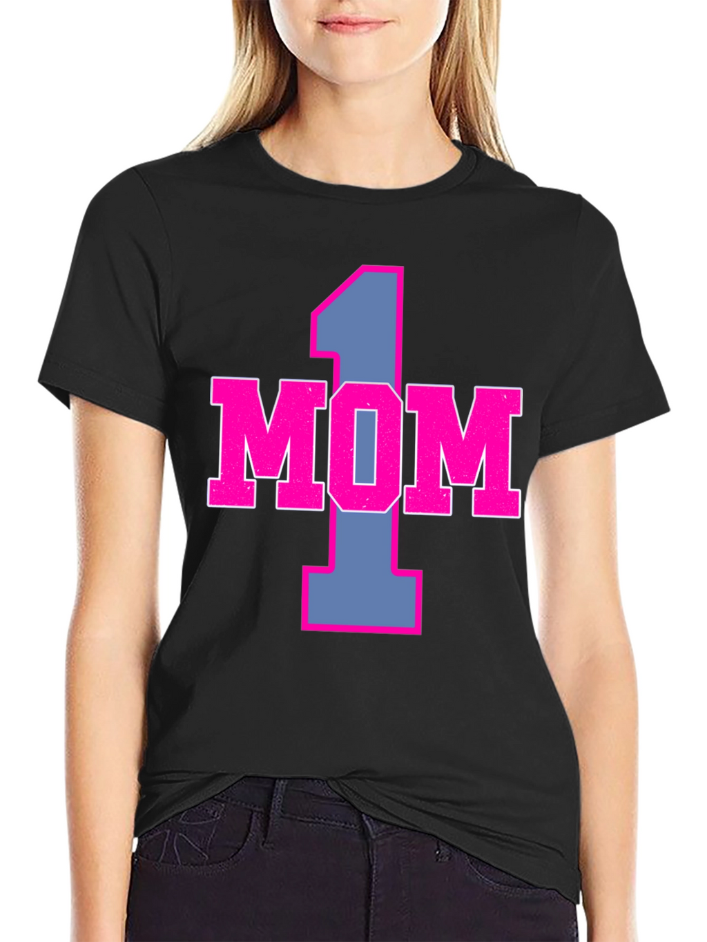 Number One Mom Graphic Tee - Black