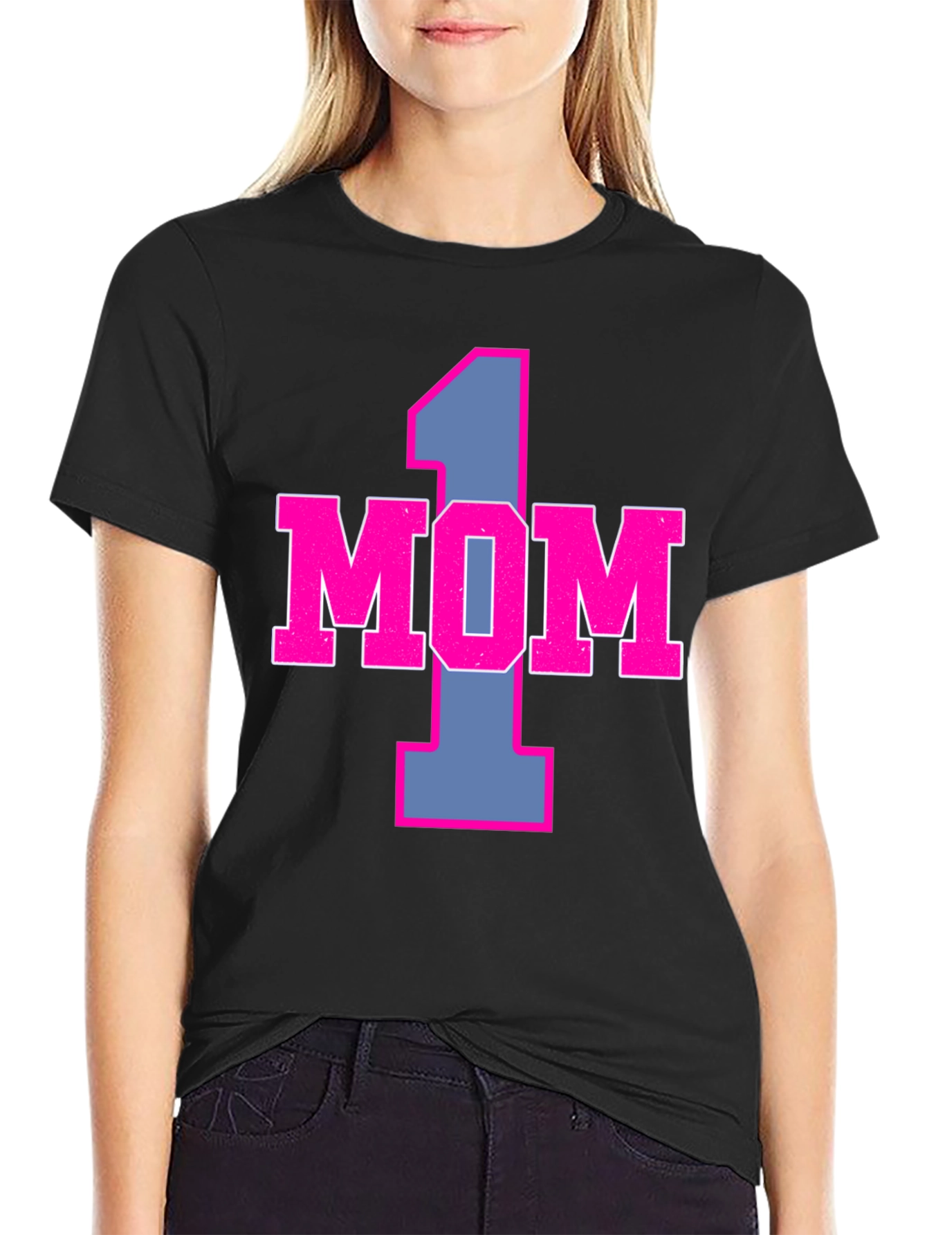Number One Mom Graphic Tee - Black