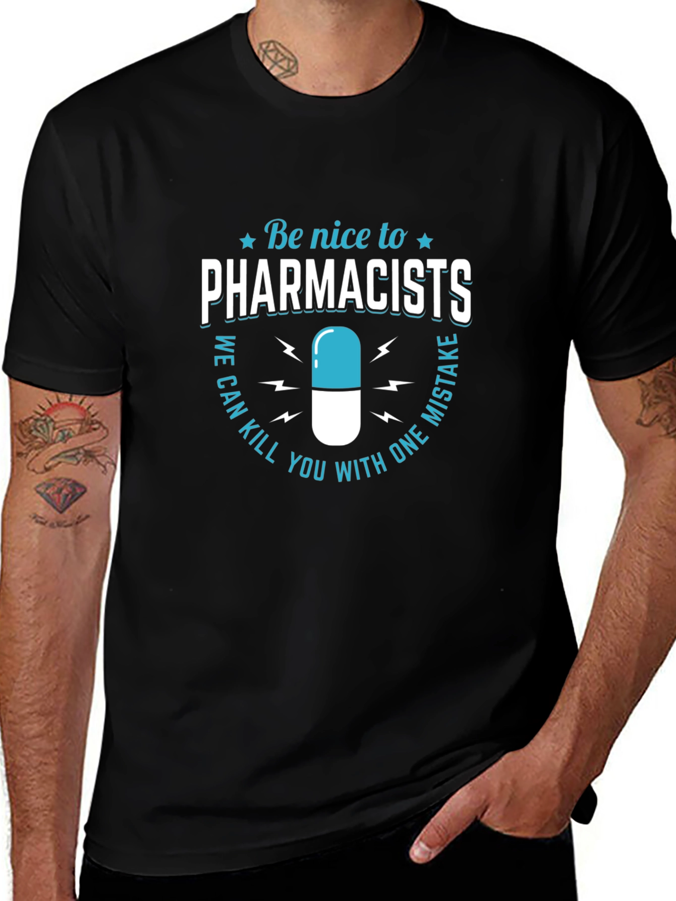 Pharmacists Tee - Be Nice or Else Funny Medicine T-Shirt