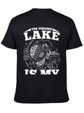 Fishing Lake Graphic Tee - Black