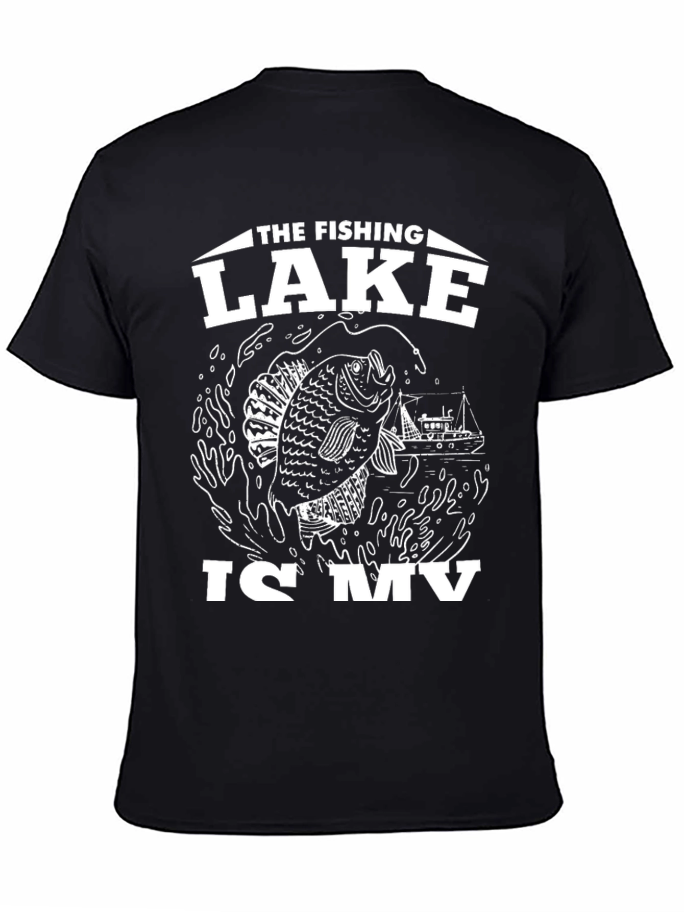 Fishing Lake Graphic Tee - Black