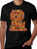 Cute Dog Christmas Lights Graphic T-Shirt