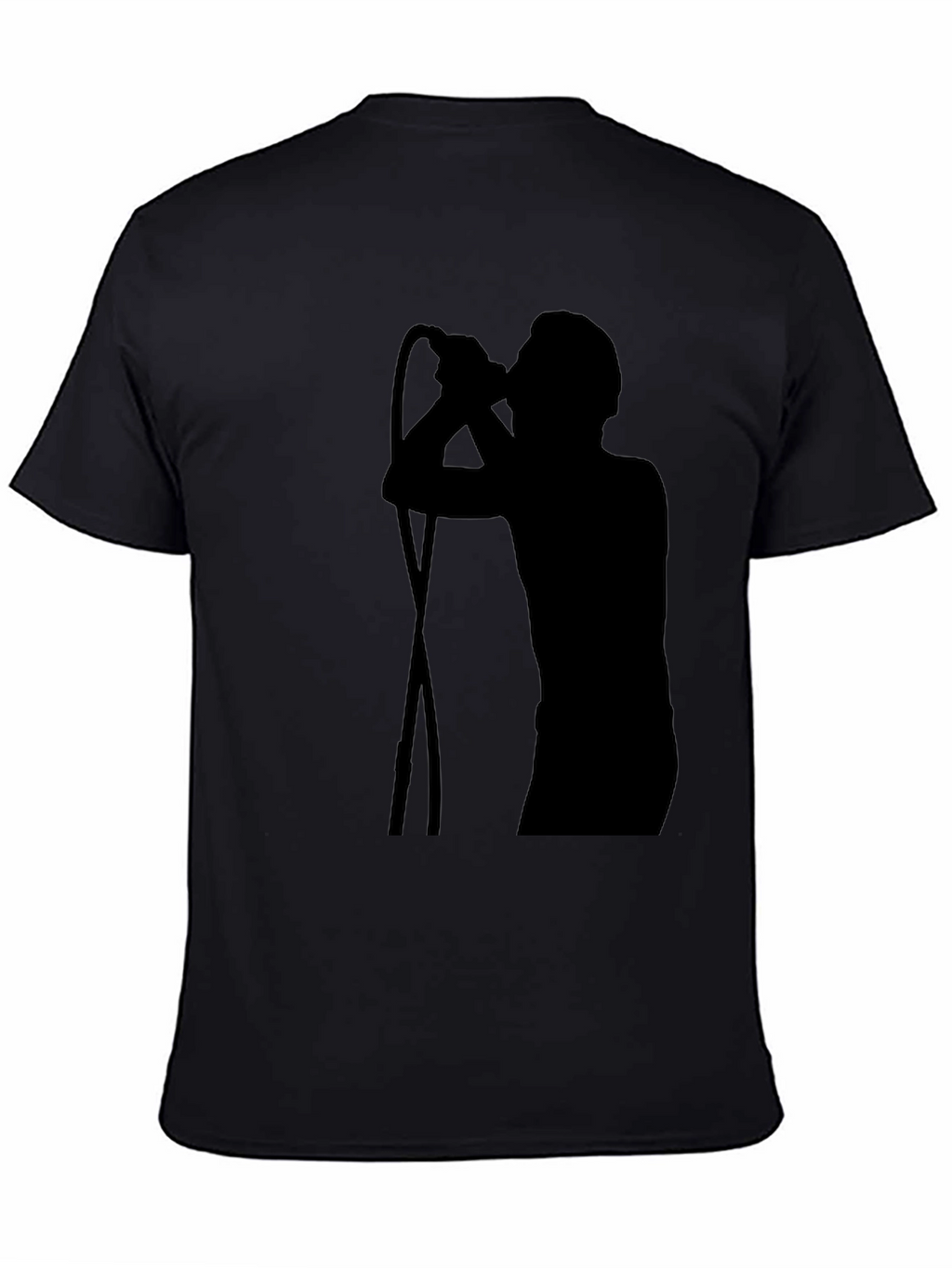 Black T-Shirt with Singer Silhouette Graphic