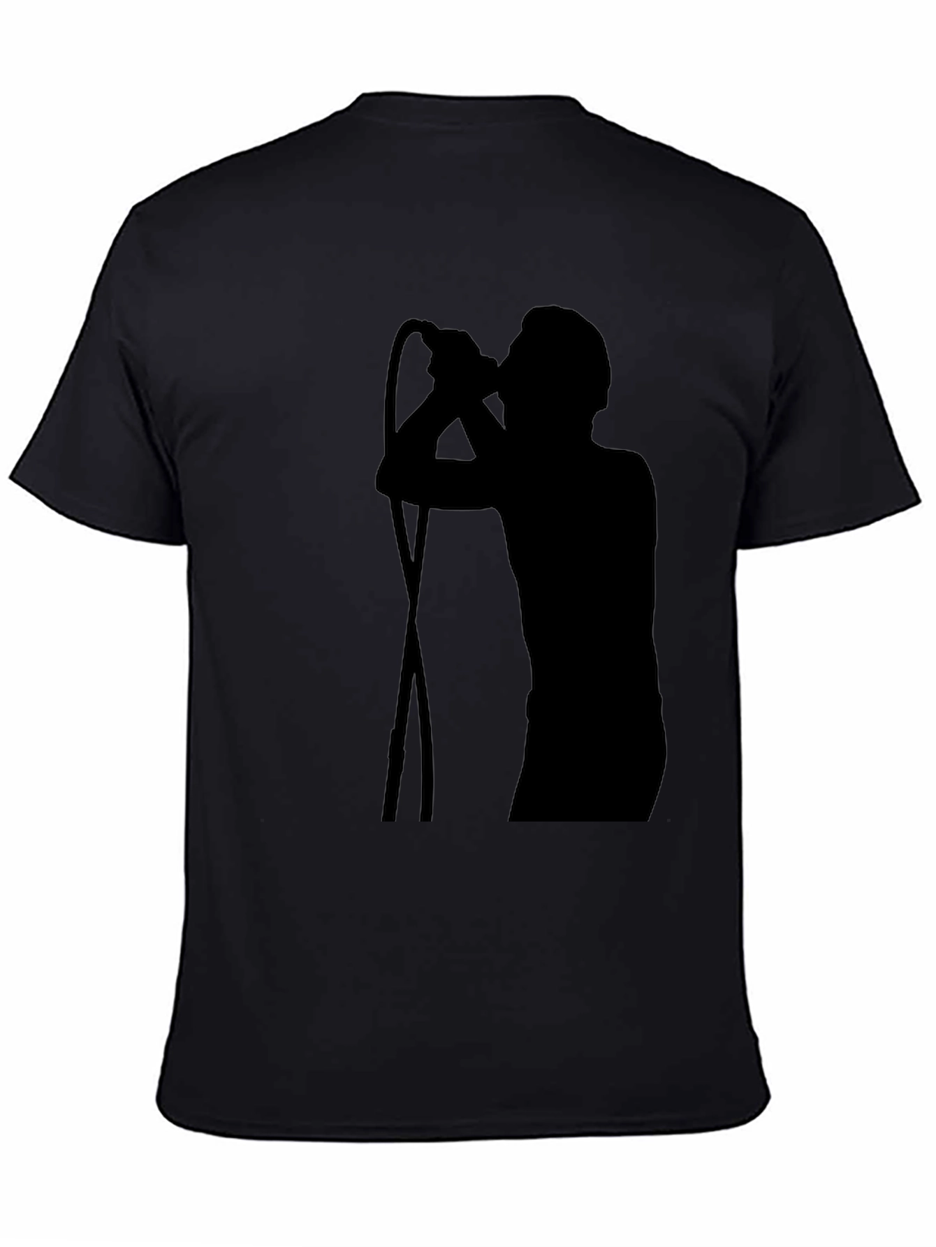 Black T-Shirt with Singer Silhouette Graphic