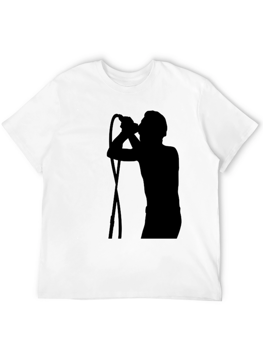 Black T-Shirt with Singer Silhouette Graphic