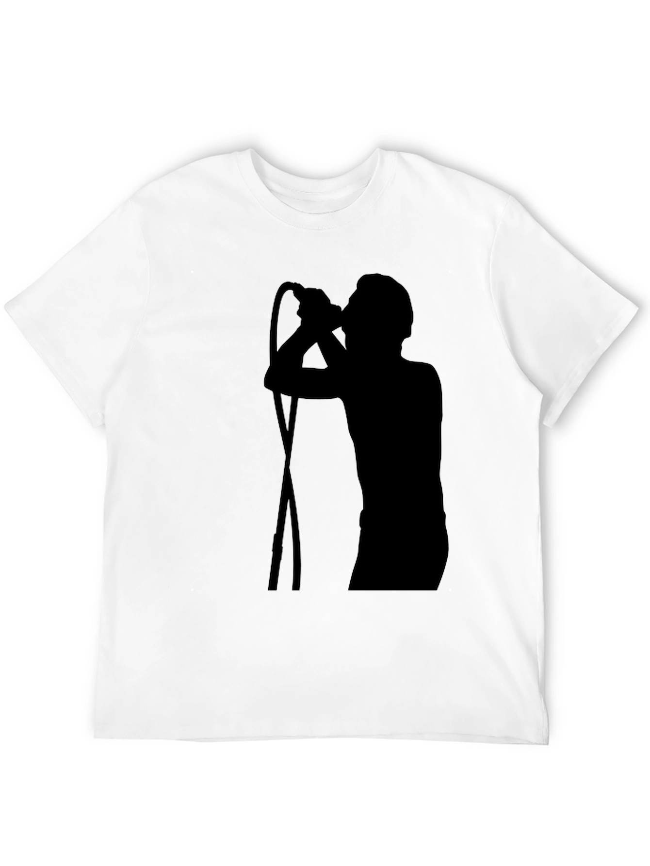 Black T-Shirt with Singer Silhouette Graphic