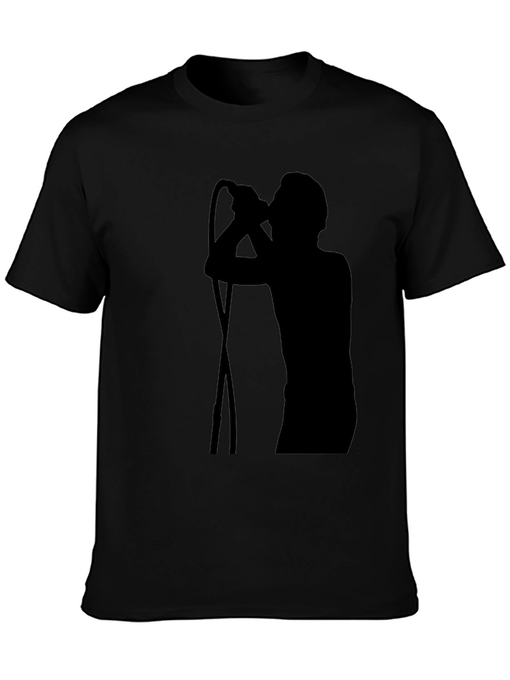 Black T-Shirt with Singer Silhouette Graphic