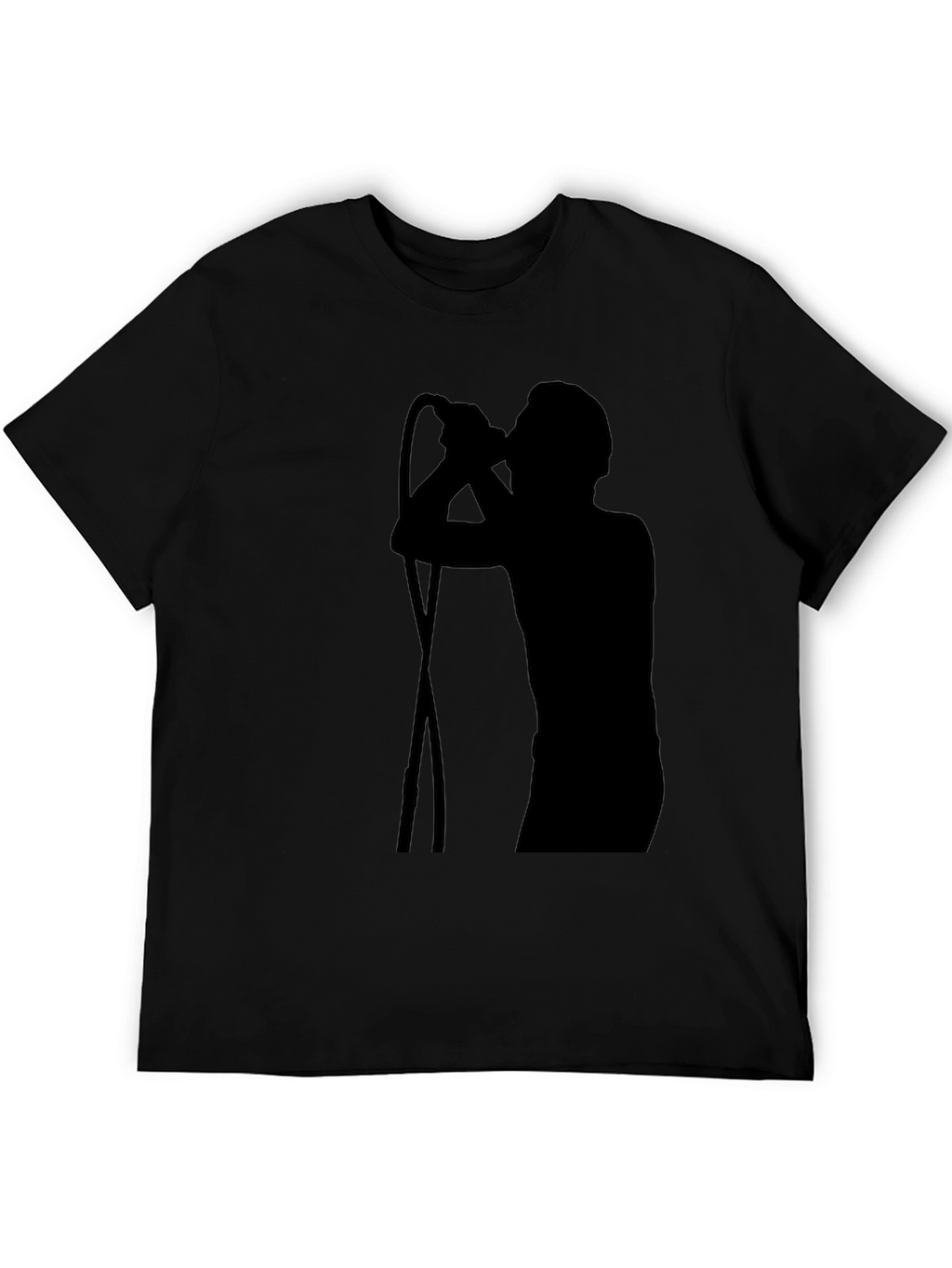 Black T-Shirt with Singer Silhouette Graphic