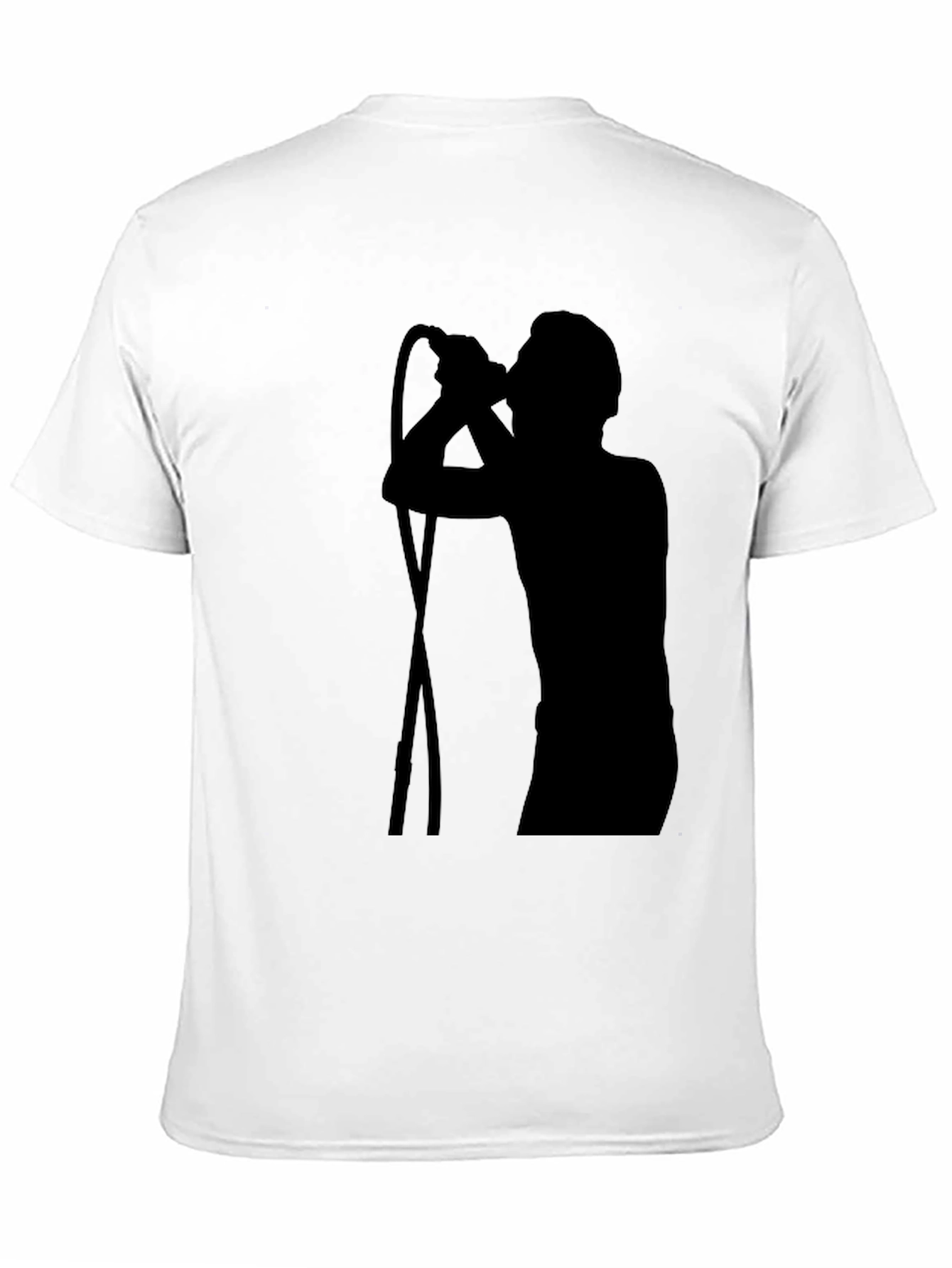 Black T-Shirt with Singer Silhouette Graphic