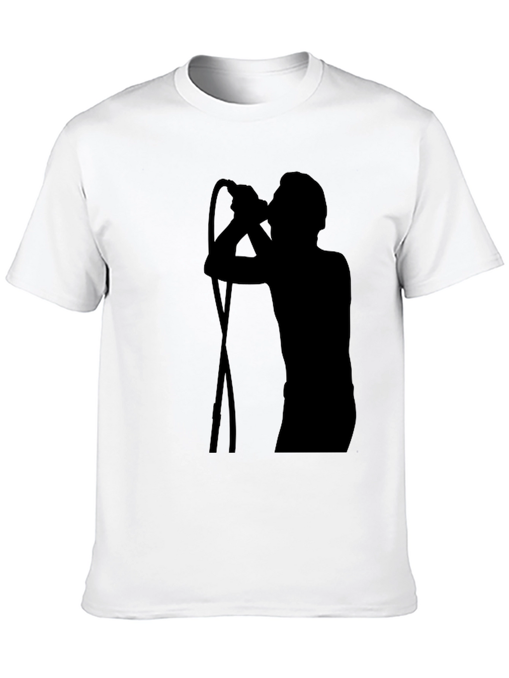Black T-Shirt with Singer Silhouette Graphic
