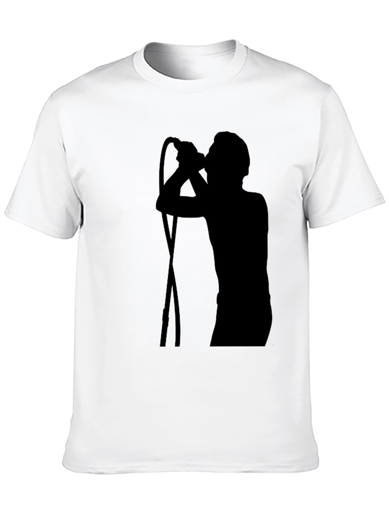 Black T-Shirt with Singer Silhouette Graphic
