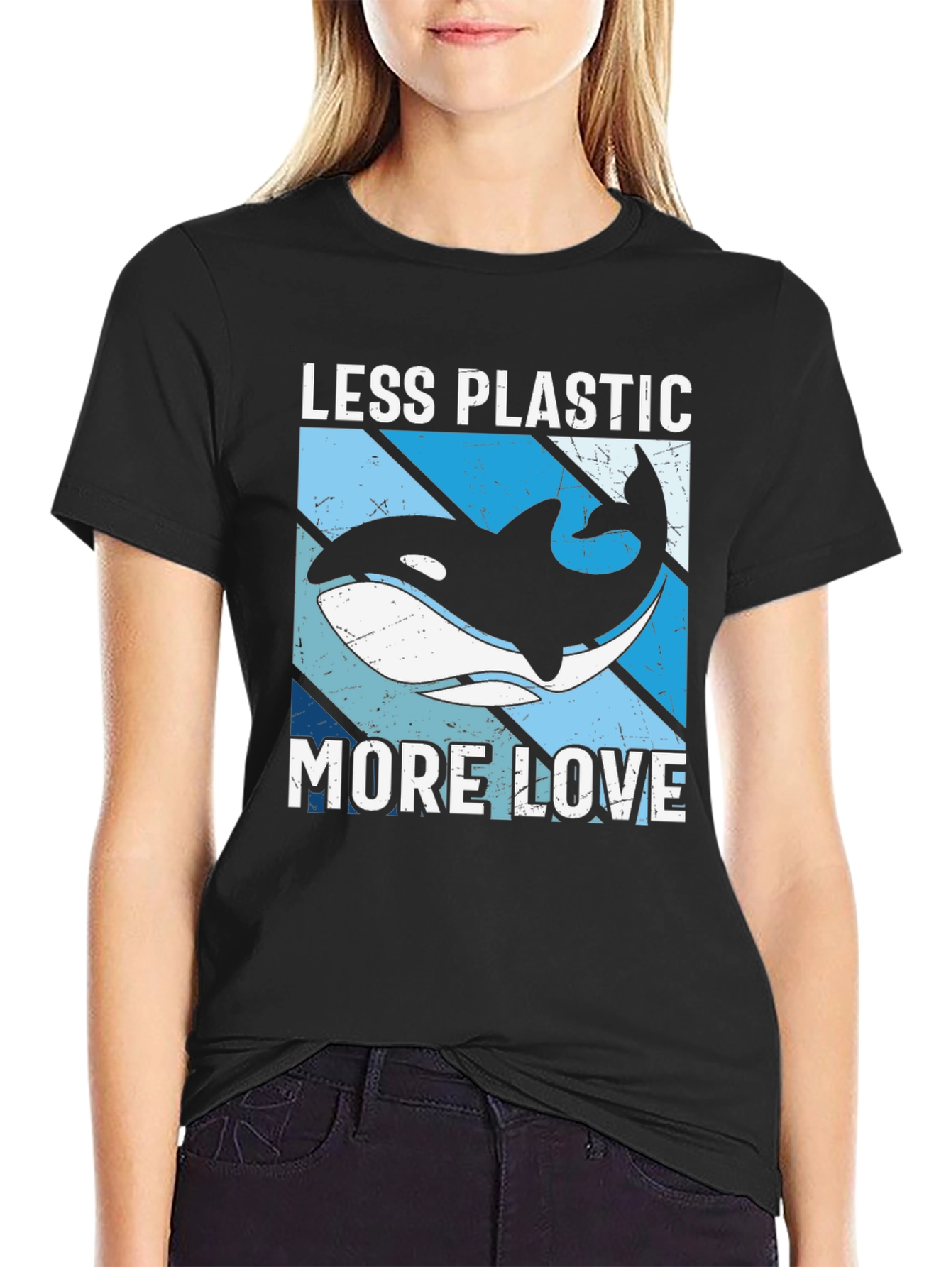 Less Plastic More Love Orca Whale Graphic Tee