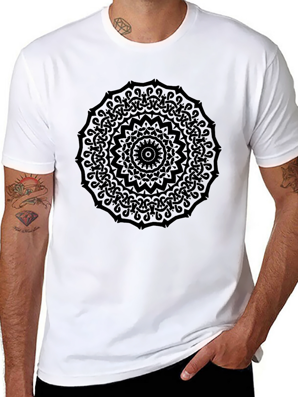 Mens Black Mandala Graphic Tee