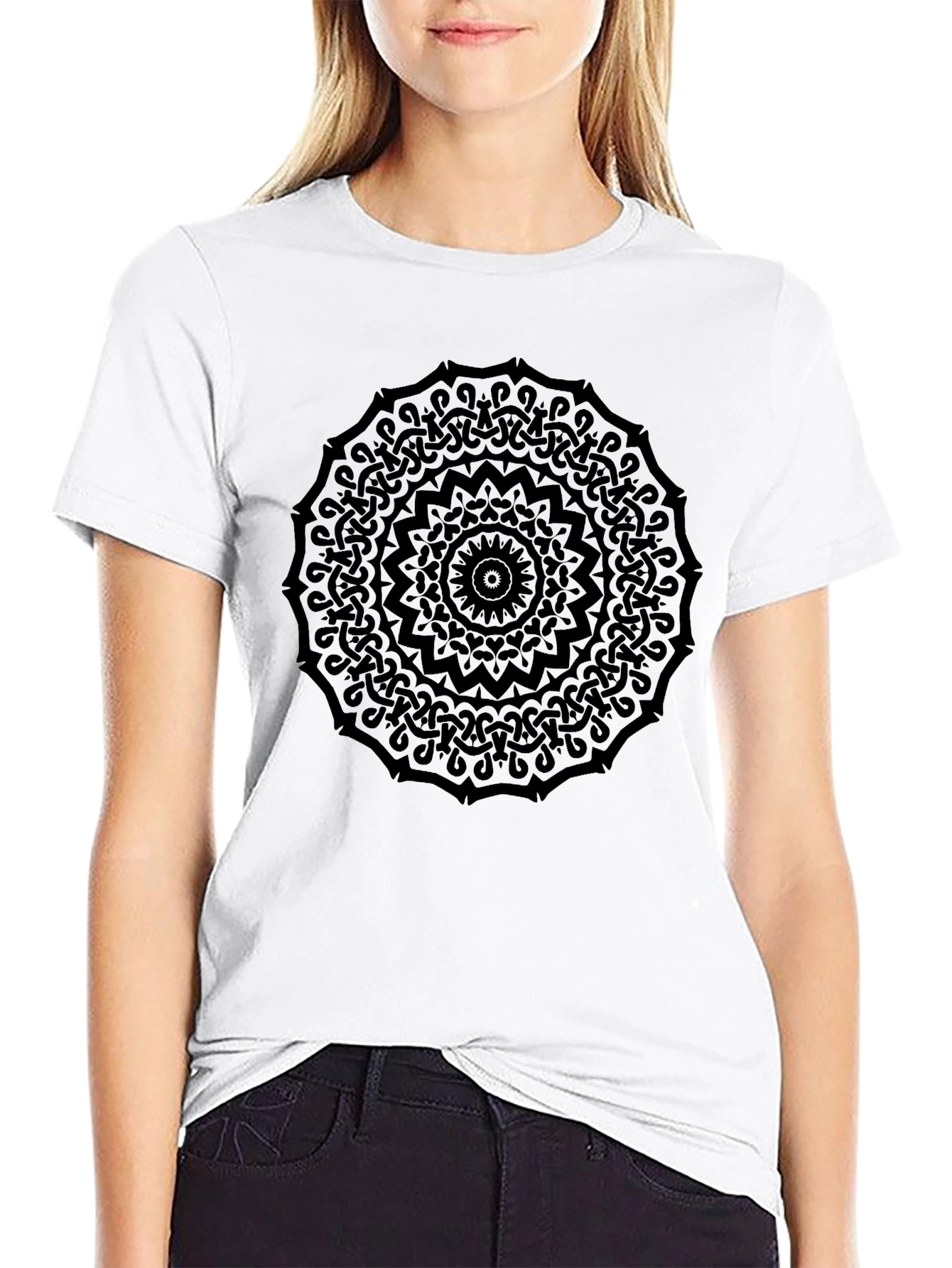 Mens Black Mandala Graphic Tee